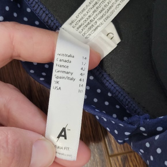 Azura Two Piece Halter Top Bikini BathingSuit Halter Tie Neck Navy Polka Dot Mix - Picture 10 of 13